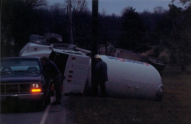 AmeriGas propane truck on its side, Route 897 & Honeysuckle Lane... 2/17/05