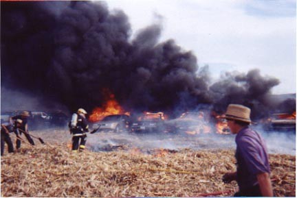 Assisted Paradise Fire Co. with multiple cars on fire in a corn field... 10/14/2000
(Chris Andrews Photo)