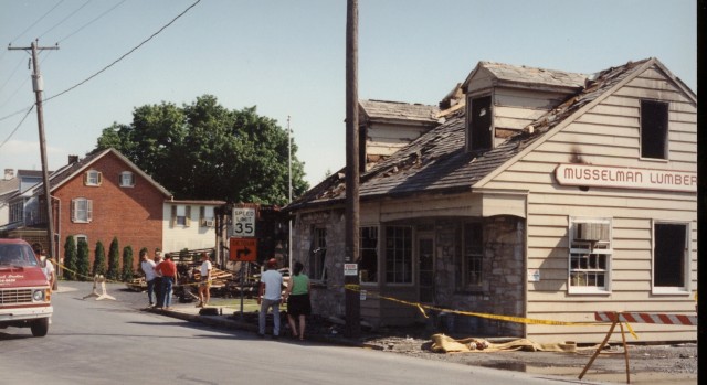 The day after the Musselman's lumberyard fire; June 1994. We assisted full company to New Holland at this fire.