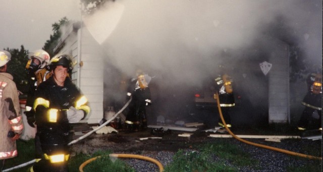 Garage Fire on Buchland Road, Summer 1994 (Honey Brook Fire Company Photo)