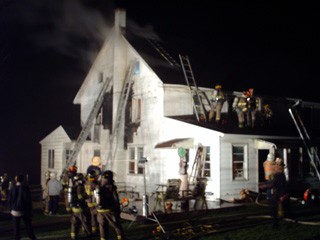 This chimney fire on Plank Road was upgraded to a dwelling fire... 1/13/07 (Photo Courtesy Chris Kennedy, Gap FC)