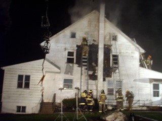 This chimney fire on Plank Road was upgraded to a dwelling fire... 1/13/07 (Photo Courtesy Chris Kennedy, Gap FC)