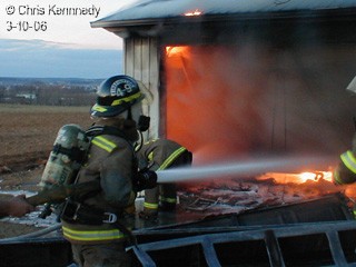 Assisting Gap on a garage fire on Limeville Road, 3/10/06 (Photo Courtesy Chris Kennedy,Gap FC)