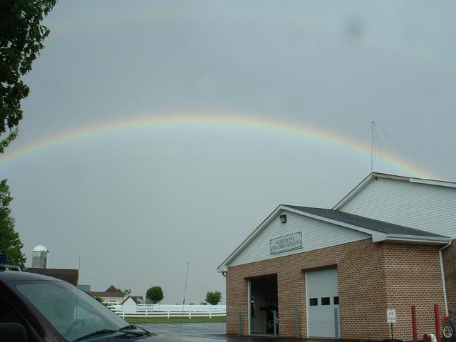 Summertime rainbow over the station, 2005