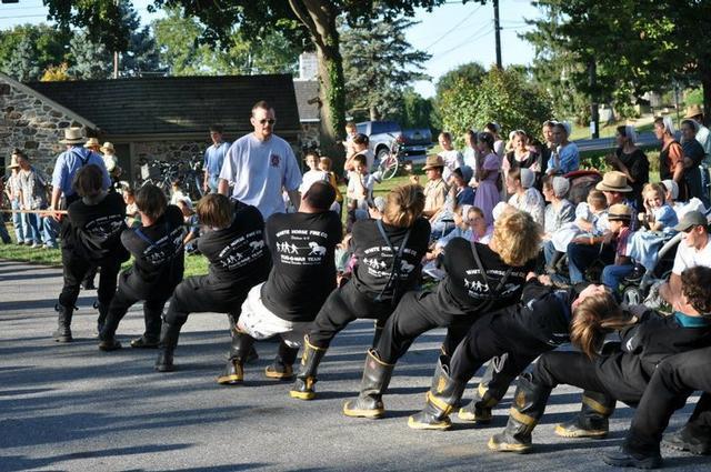 The tug-o-war team pulling at Pool Forge Days in Caernarvon Township on 9/18/10 (Anna Mast photo)