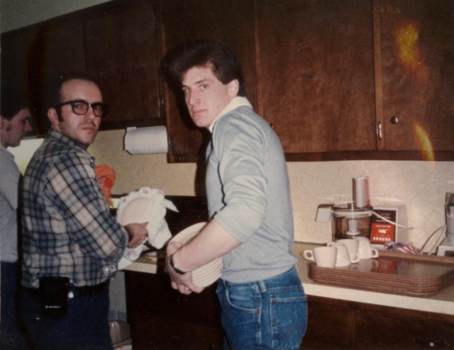 Washing dishes by hand in the old days before we had a dishwasher...