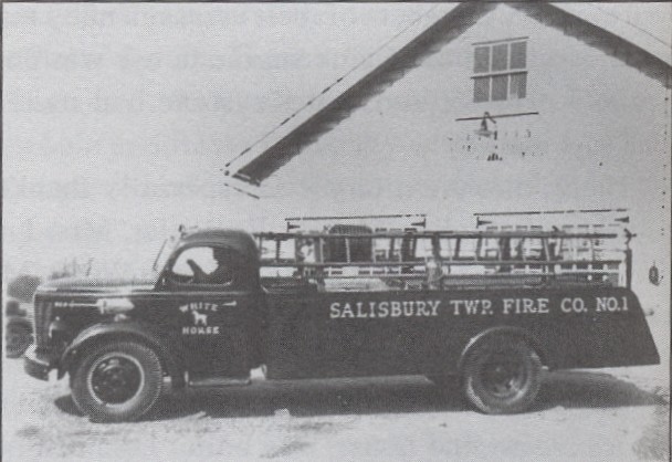 Our 1946 Reo pumper. It had a 350 gallon per minute pump, and a 300 gallon water tank. (Photo Credit: William Miller, taken from &quot;A History of Salisbury Township&quot; by Joan Lorenz)