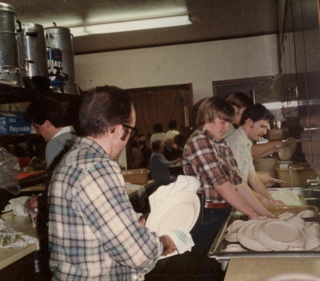 Washing dishes by hand in the old days before we had a dishwasher...